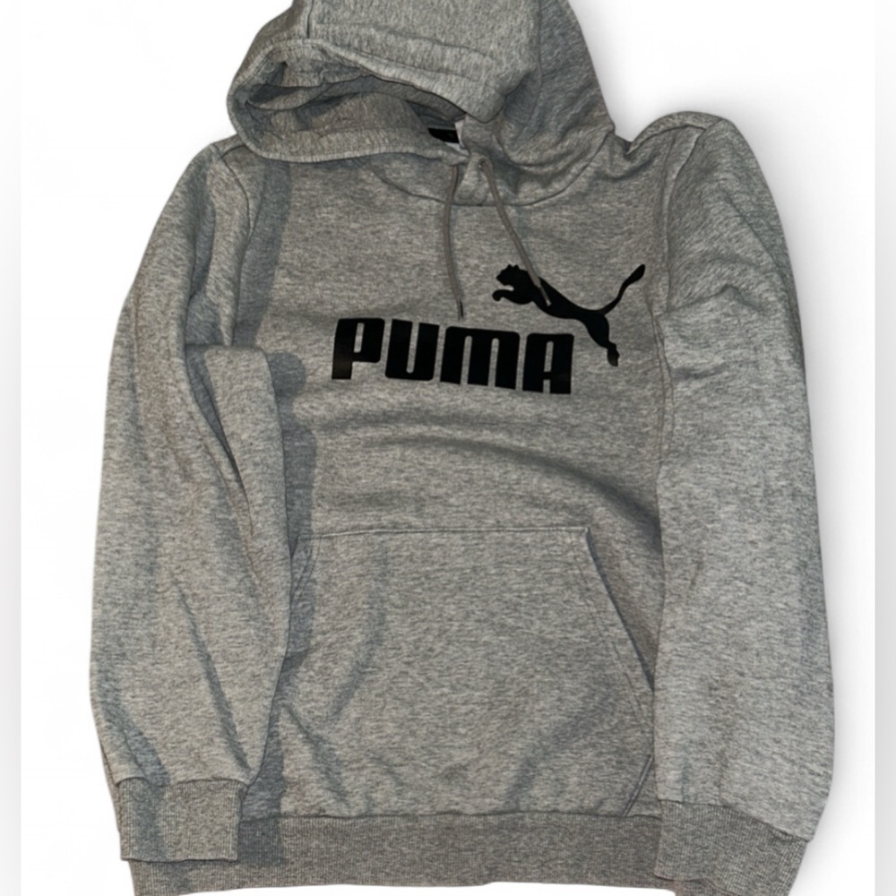 Puma grey hoodie with black logo Size M